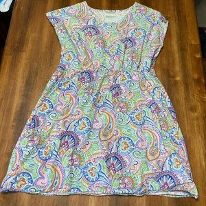Women’s Colorful Paisley Print Dress, XL